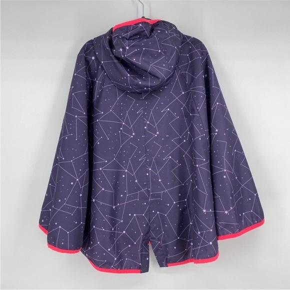 Champion Constellation Rain Cape Hooded Purple Kids Girls Front Zip Pockets 7/8 - Picture 4 of 7